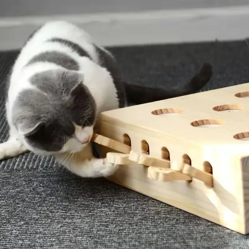 Interactive Wooden Cat Toy – Stimulate, Engage, and Entertain!