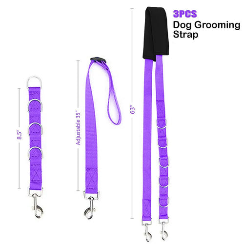 3Pcs Portable Pet Traction Belt Adjustable D-Rings Bathing Band