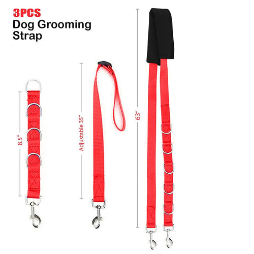 3Pcs Portable Pet Traction Belt Adjustable D-Rings Bathing Band