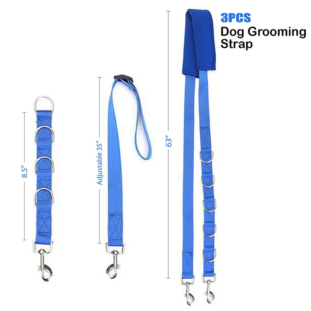 3Pcs Portable Pet Traction Belt Adjustable D-Rings Bathing Band